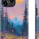 for iPhone 13 Pro Case, Wireless Charging Compatible, Dual-Layer Protection with Stylish Wildflower Design, Soft Silicone + Hard Shell, Cute Phone Cover for Women - Twilight Mountain Floral