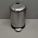 Glad Small Trash Can, 1.2 Gallon | Round Stainless Steel Garbage Bin with Soft Close Lid & Step Foot Pedal | Metal Waste Basket with Removable Inner Bucket, Stainless, 8 x 9.5 x 12 inches
