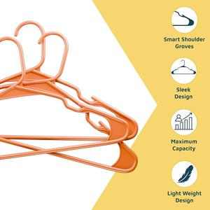 Plastic Clothes Hangers – Heavy Duty Hanger Set, for Organizing Clothes, Dresses, and Coat, Holds Up to 5 lbs, Space-Saving Hangers with Non-Slip Shoulder Grooves, Orange