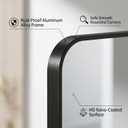 Koonmi Bathroom Mirror, 30X30 Inch Black Metal Framed Mirror for Bathroom, Tempered Glass, Anti-Rust, Rounded Rectangle Mirror for Restroom, Bedroom, Black