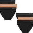 Hanes Women's Originals Seamless Stretch Rib Bikini Panties Pack, Assorted Colors, 6-Pack (X-Large, 4 Black/2 Deep Glow)