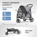 EchoSmile Dog Stroller for Medium & Small Dogs, Foldable Pet Stroller with 3 Wheels & Brakes, All-Terrain Cat Dog Carrier with Breathable Mesh, Safety Leash and Storage Pocket, Gray