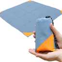 Orga'Neat Pocket Picnic Blanket, Sandproof Lightweight Pocket Camping Tarp, 55x 60 Foldable & Fits into Small Bag, Water Resistant Washable Quick Dry Compact Beach Mat for Outdoor Recreation (Grey/Orange)
