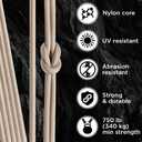TECEUM Paracord Rope 750 lb 1000ft / 200ft / 120ft / 100ft / 50ft String Parachute Cord for Camping, Survival, Outdoor Gear 35+ Colors Nylon Utility Rope Tactical Survival & Camping Kit