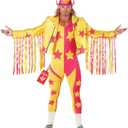 Morph Yellow Macho Man Randy Savage Costume, WWE Wrestler Outfit for Adults, Macho Man Dress-Up, Fun Party Attire, X-Large