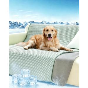 Lekereise Cooling Mat for Dogs - Self-Dog Cooling Mat Indoor, Pressure-Activated Cold Blanket for Sofa, Floor & Car, Crate, 83'' x 102'', Green