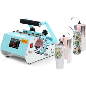 PYD Life 2 in 1 40 OZ Tumbler Heat Press Machine 110 V Mint Green 20 OZ 30 OZ Mug Heat Press Touch Screen for 40 OZ Tumbler with Handle Sublimation Tumblers Bottles Mugs Glass Tumbler Printing