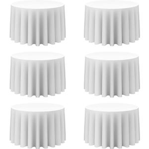BRILLMAX 6 Pack White Round Tablecloths 108 Inch - Circle Bulk Linen Polyester Fabric Washable Table Cloth Cover for Wedding Reception Banquet Birthday Party Buffet Restaurant