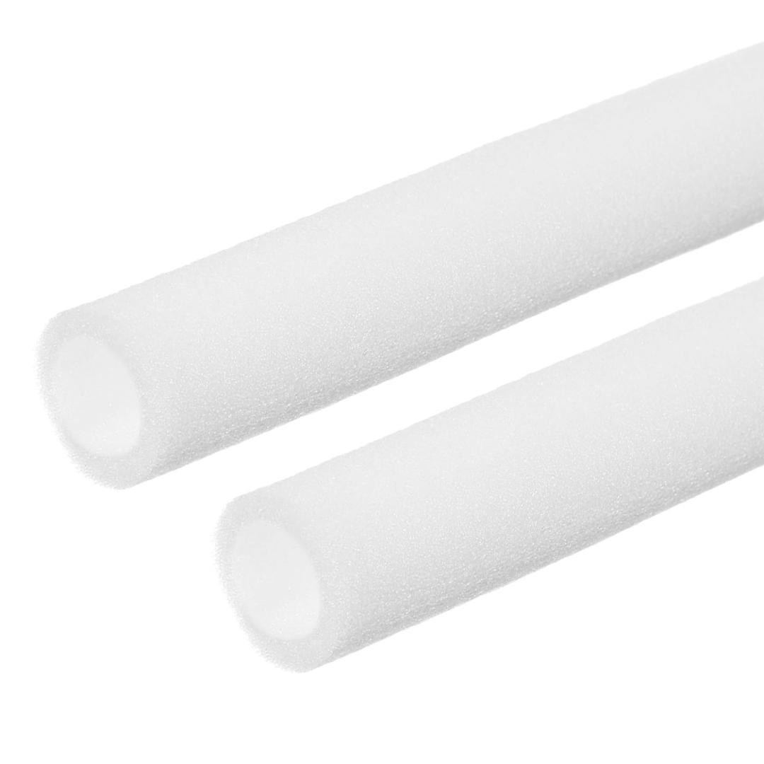 PATIKIL Pipe Insulation Foam Tube, 2 Pack Heat Preservation Foam Pipe Outdoor Wrap Pipe Covers 3-1/8" (80mm) ID x 4" (100mm) OD x 6.6 ft for Handle Grip HVAC Units, White