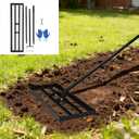 30"x10" Lawn Leveling Rake - High Carbon Steel Yard Lawn Leveler Tool with Adjustable Long Handle | Multi-Surface Levelawn Tool for Soil, Grass, Golf Course, Garden & Farm Care