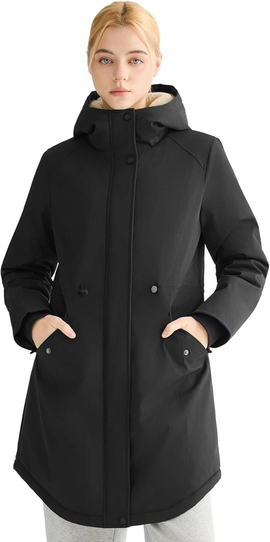 Orolay CHIIONE Winter Coat for Women Thicken Fleece Lined Parka Waterproof Long Warm Puffer Jacket Hooded with Pockets (X-Large, Black)