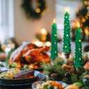 3 PCS Christmas Tree Taper Candles with Remote & Timer, Flameless Christmas Tree Wax Battery Operated Green Tree LED Candle for Christmas Home Decor(3pcs,9.5inch)