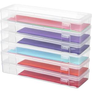 novelinks Plastic Small Storage Bins with Lids for Organizing, Mini Clear Storage Containers and Stackable Storage Box Organizer for Pencil Boxes, Task Boxes, Crayon Boxes (6 Pack Large)