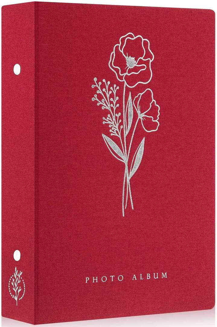 Lanpn Photo Album 4x6 300 Pockets, Linen Photo Albums Holds 300 Horizontal Pictures Only Red