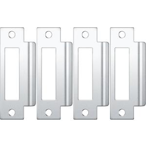 4 Pcs 4-7/8" Mortise Lock Strike Plate Universal Door Strike Plate T Deadbolt Door Backplate Iron  (Silver)