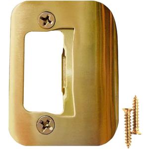 Gator Door Strike Plate with Screws,  2-1/4" by 1-3/4" Universal Latch Restorer Alloy Steel Lock Hardware for Interior and Exterior Doors, Replacement Door Latch Plate | Bright Brass 1-Pack