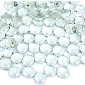 FUTUREPLUSX 5 Lb Clear Flat Glass Marbles, 500PCS Clear Flat Gems Transparent Aquarium Pebbles Vase Filler Beads Table Scatters