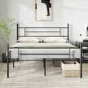 Novilla Metal Full Size Bed Frame with Headboard and Footboard, 14 Inch Platform Bed Frame with Storage No Box Spring Needed, Strong Metal Slats Support (Black)
