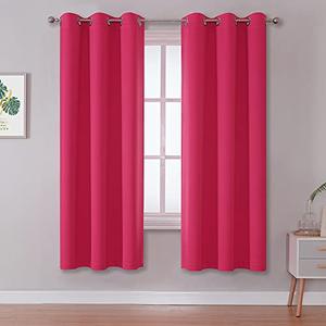 DUALIFE Solid Pink Curtains for Bedroom 72 Inch Length Raspberry Sorbet Hot Pink Room Darkening Curtains for Girls Room Decoration Thermal Insulated Blackout Window Drape 42''x72'' Grommet Top