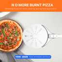 Pizza Turning Peel, 8-inch Pizza Peel Turner Spinner, Long Handle Perforated Aluminum Pizza Peel with Silicone Hook, Pizza Oven Accessories
