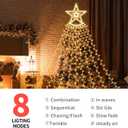 350 LED Christmas Decorations Star String Lights Waterproof Waterfall StarLights 8 Light Modes Remote & Timer,Waterproof Seasonal Lighting Decor for Home Xmas Tree Yard Wedding Party (Cool White)