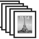 UPSIMPLES 11x14 Picture Frame Set of 5, Display Pictures 8x10 with Mat or 11x14 Without Mat, Wall Gallery Photo Frames, Black