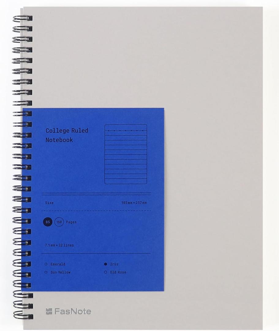 2 x B5 Spiral Notebook, 160 Ruled Pages, 100 GSM Paper, Iris