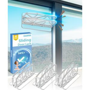 Patio Glass Sliding Door Lock - 4 Pack Window ChildProof Use Child Safety Locks, Slider Door Security Stop Lock Guard Kids for Home Slide Glass Doors Bar Backyard Closet Cabinet, Proof Window Stopper
