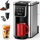 Horavie Single Serve Coffee Maker for K-Cup Pod and Grounds, Hot & Iced Coffee Maker, Strong Button Feature, 6 to 14oz Brew Sizes, 50oz Removable Reservoir, Fit 6.5" Mugs, Stainless Steel, Black