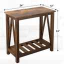 End Side Table with Storage Shelf Rectangle Narrow Nightstand Console Tables Brown Smooth End Table for Small Spaces Industrial Accent Side Table for Living Room Bathroom Bedroom, 24 inches x 12 inches x 24 inches