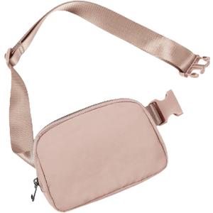 ODODOS Unisex Mini Belt Bag with Adjustable Strap Small Fanny Pack for Workout Running Traveling Hiking, Misty Rose
