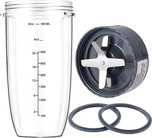 New Blender Cup and Blade Replacement Parts 42oz Cup and Extractor Blade and 4-Piece Compatible with NutriBullet High-Speed Blender/Mixer System 600W/900W Series