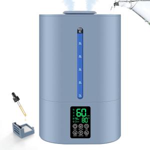 6L Humidifiers for Bedroom Large Room Home, Cool and Warm Humidifiers for Baby and Plants Mist Top Fill Desk Humidifiers Essential Oil Diffuser, Quiet with Adjustable Mist,360Nozzle-Blue