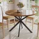 ChooChoo 47.2 Inch Round Dining Table for 4, Farmhouse Wood Kitchen Table, Round Dinner Table for Kitchen & Dining Room, Walnut