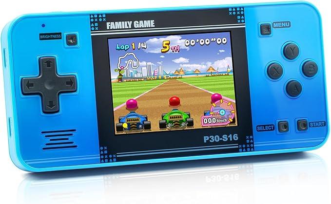 32 Bit Handheld Game Console for Kids Adults, Preloaded 135 Retro Video Games, 3.0" Color Display Rechargeable Portable Gaming Player, Mini Electronic Travel Toy Gift for Boys Girls(Blue)