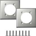 2 PCS Outlet Cover Wall Plates 2 Gang Single Hole Receptacle Wall Plates 2.48" Hole Diameter with 8 Screws Compatible with Hubbell HBL9450A 14-50R Replace#: SS701
