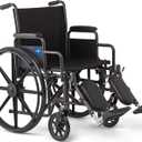 Medline Comfortable Folding Wheelchair with Swing-Back, Desk-Length Arms and Elevating Footrests, 20”W x 16”D Seat