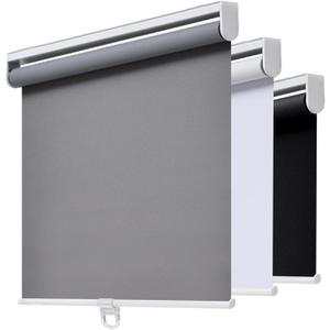 AOSKY Cordless Roller Shades Blackout Blinds for Windows Room Darkening Rolled Up Shades with Spring System, UV Protection Window Shades Door Blinds for Home and Office (30" W x 72" H, Grey) (30"W x 72"H, Grey)
