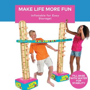 Fun Express Limbo Game for Kids and Adults - 5 Feet Tall Adjustable Carnival Games Set for Birthday Party Games | Outdoor Games for Pool Party, Luau Games & Field Day Activities | 3-Piece Vinyl Kit