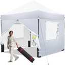 White 10x10 FT Pop Up Canopy Tent with Sidewalls, Heavy Duty Canopy for Outdoor, Commercial Instant Gazebos, for Party, Patio, by Kendane. (10ft*10ft (4 sidewalls))