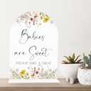 Babies Are Sweet Please Take A Treat Sign(6.5 x 9 Inch Acrylic Table Sign with Holder), Baby in Bloom Wildflower Theme, Baby Shower Decoration Sign, Baby Showe Favor Sign-AWS08