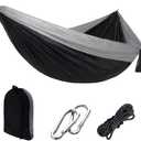 GRSECPO Camping Hammock with Tree Straps Portable Nylon Gray 118"x78" | 600lb Heavy Duty Parachute Nylon Camping Hammock,Tree Straps,Portable,118x78in Extra Large,Outdoor Hiking Beach Backpack Gear