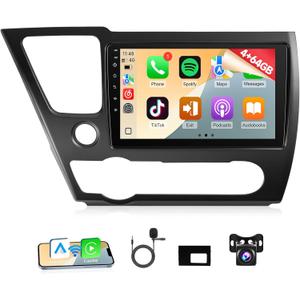 Naifay 4+64G Android 13 Car Radio for Honda Civic 2013-2017, 9inch IPS Touch Screen Stereo with Carplay Android Auto Bluetooth FM GPS WiFi SWC Camera+Can Bus MIC