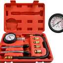 Compression Tester Kit, Petrol Gas Engine Cylinder Pressure Gauge with Adapters, Professional Small Engine Compression Tester Range of 0-300 PSI for Car Motorcycle