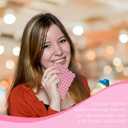 2 x 50 Pack Pink Scalloped Gingham Paper Napkins, Light Pink and White Striped Luncheon Napkin, Disposable Checkered Dessert Napkins, for Valentines, Baby Shower, Tea Party, Picnic, 6.5 x 6.5 Inches