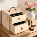 TORIBIO Essential Oil Storage Box for 40 Bottles, Wooden Essential Oils Holder Organizer Holds 5-30ml for Young Living & Doterra Bottles