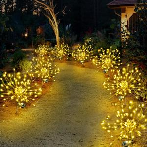 Anordsem Solar Lights Outdoor Waterproof: Garden Light Solar Powered for Yard Outside - Sparkler Fireworks Twinkle Lighting Path Decor 8 Pack - LED Starburst Gardening Gifts for Women Mom Wife