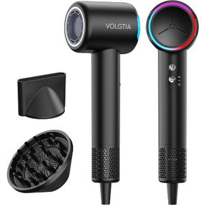 VOLGITA Hair Dryer with Diffuser for Curly Hair, Blow Dryer, 110000 RPM Professional High Speed Ionic Hairdryer for Frizz Control, Ultra-Fast Drying, 6.5 ft ALCI Cord, Low Noise, Magnetic Attachments