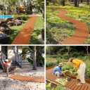 Amazer Wooden Garden Pathway 8.5FT, Non-Slip Roll-Out Walkway Pavers with Steel Wire & Ground Stakes for Garden/Backyard/Beach/Wedding (Natural Color)