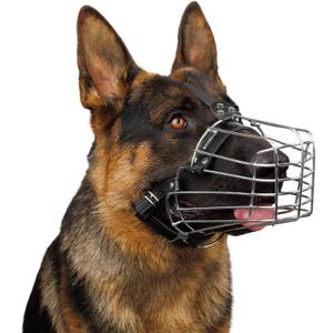 BRONZEDOG Wire Dog Muzzle German Shepherd for Medium Large Dogs Adjustable Durable Metal Basket for Biting Chewing Barking (M)